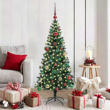 vidaXL Kunstmatig Voorverlicht Kerstboom Groen 150 cm PVC en, Verzenden, Nieuw