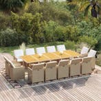 vidaXL 15-delige Tuinset met kussens poly rattan beige, Tuin en Terras, Verzenden, Nieuw, Rotan, Tuinset