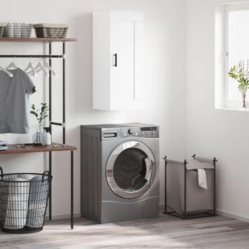 vidaXL Wandkast 34,5x34x90 cm bewerkt hout wit, Minder dan 50 cm, Verzenden, Nieuw, Minder dan 100 cm