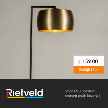 Rietveld-Vloerlampen-Zwart, Goud, Messing (kleur)-Metaal,, Verzenden, Nieuw