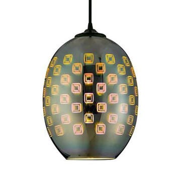 LED Hanglamp 3D - Spectra - Ovaal - Chroom Glas - E27, Ophalen of Verzenden, Nieuw, Glas, Minder dan 50 cm
