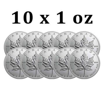 Canada. 5 Dollars 10 x 1 oz $5 CAD Canadian Silver Maple