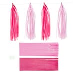 Tassels, afm 12x35 cm, roze, lichtrood, 12 stuk/ 1 doos, Nieuw