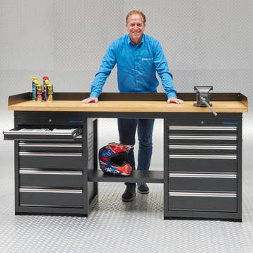 Datona Werkbank PRO - eiken werkblad - 12 lades - 200 cm -, Ophalen of Verzenden, Nieuw