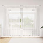 vidaXL Kantgordijn met gordijnen Bloemen Wit 245 x 200 cm, Verzenden, Nieuw, Wit