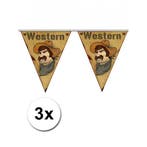 3x Wilde Westen themafeest vlaggenlijn Western - Western t.., Ophalen of Verzenden, Nieuw
