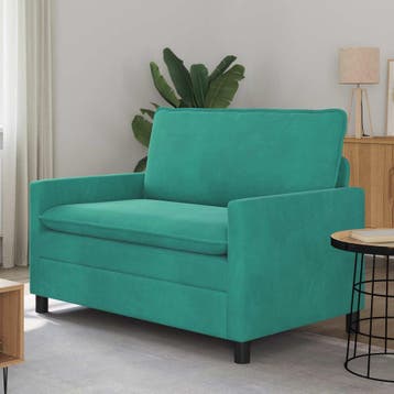 vidaXL Bank Turquoise 126 x 81 x 87,5 cm Fluweel, Huis en Inrichting, Banken | Bankstellen, Verzenden, Nieuw, Stof, Minder dan 150 cm