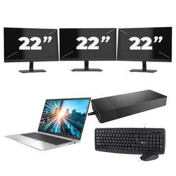 HP EliteBook 840 G7 -   i7-10e 8GB  - 256GB  + 3x 22 inch, Qwerty, Verzenden, 8 GB, Refurbished
