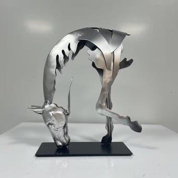 sculptuur, Modern Abstract Metal Horse Sculpture –, Antiek en Kunst