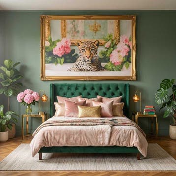 Paneel - AA203 - Paneel van decoratieve stof “Leopard in