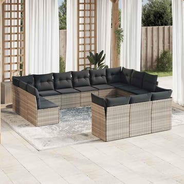 vidaXL 13-delige Loungeset met kussens poly rattan, Verzenden, Nieuw, Loungeset
