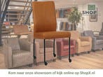 Leren eetkamerstoel Comfort met wieltjes - Rancho Cognac, Bruin, Nieuw, Leer, Ophalen of Verzenden