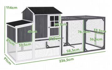 Houten Kippenhok met Nestbox en Buitenren, Dieren en Toebehoren, Pluimvee | Toebehoren, Verzenden, Nieuw