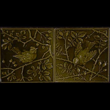 Jugendstil Tegel (2) - Vogels - Minton China works - Art, Antiek en Kunst