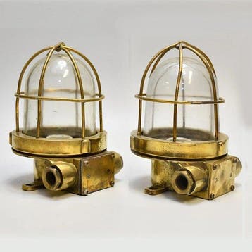 Wandlamp (2) - Messing, Glas