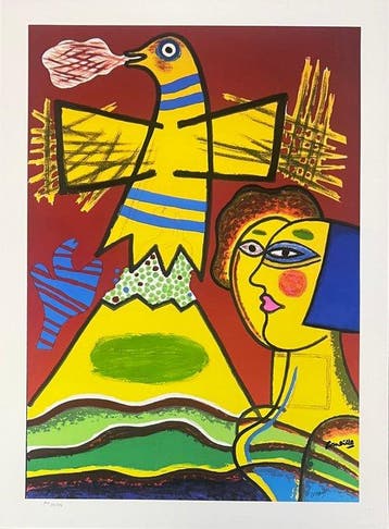 Corneille (1922-2010) - Le grand oiseau du Mont Fuji, Antiek en Kunst