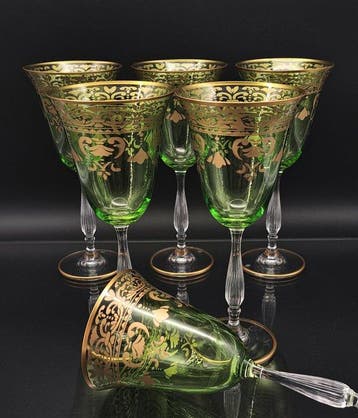 Artemisia Bohemia Firmati - Wijnglas (6) - Kristal, Goud, Antiek en Kunst