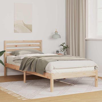 vidaXL Bedframe met hoofdeinde Bruin 80 x 210 cm Massief, Verzenden, Nieuw, Bruin, Hout