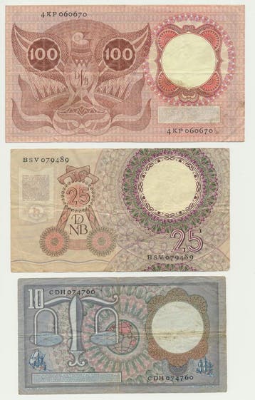 Nederland set oude guldenbiljetten (3 stuks), Ophalen of Verzenden, 100 gulden, Los biljet
