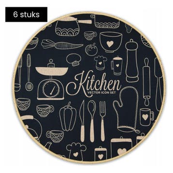 Tragar Set Van 6 Premium Placemats - Ronde Placemats -, Ophalen of Verzenden, Nieuw