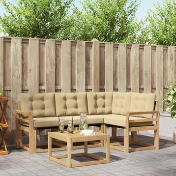 vidaXL Buiten bankenset 5 st Wit en Beige, Verzenden, Nieuw
