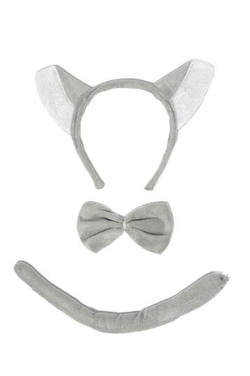 KIMU® Wolf Haarband Oren Strik Staart Diadeem Set Grijs Wit, Ophalen of Verzenden, Nieuw, Carnaval, Accessoires