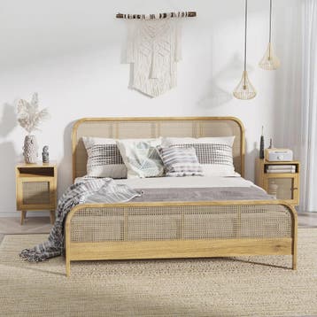 Set van 2 Nachtkastjes met Rotan Deur en Open Nis - Vintage, Verzenden, Nieuw