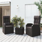 vidaXL 3-delige Loungeset poly rattan en staal zwart, Verzenden, Nieuw, Rotan, Loungeset