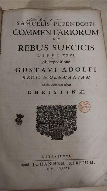 Samuel Pufendorf - Commentariorum de Rebus Suecicis - 1686