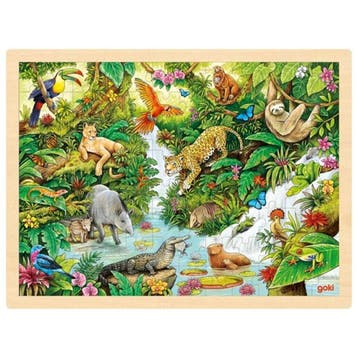 Goki houten puzzel - jungle dieren  van €12,99 voor €12,90, Ophalen of Verzenden, Nieuw
