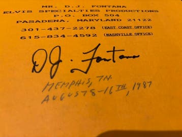 Elvis Presley - Handtekening D.J. Fontana, Ophalen of Verzenden, Zo goed als nieuw, Overige typen, Gesigneerd