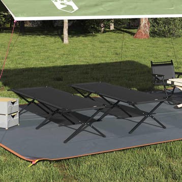 vidaXL Opvouwbaar Camping Bed 2 st Zwart 210 x 80 x 46 cm, Verzenden, Nieuw