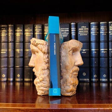 sculptuur, Marco Aurelio Fermalibri - 15 cm - Gegoten steen