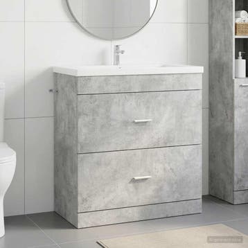 vidaXL Badkamer onder wastafel kast Betongrijs 78,5 x 37,5 x, Verzenden, Nieuw