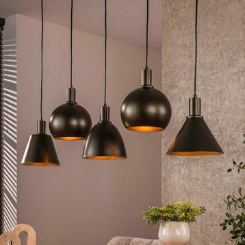 *WOONWINKEL* Hanglamp Mix 5-lichts Bruin, Huis en Inrichting, Lampen | Hanglampen, Verzenden, Nieuw