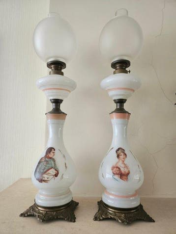 Olielamp - Porselein - 2, Antiek en Kunst