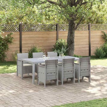 vidaXL Tuin eettafelset 7 st Lichtgrijs Polypropyleen, Verzenden, Nieuw, 7 zitplaatsen