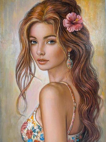 Giorgio Vitale (XX-XXI) - Ritratto con fiore tra i capelli