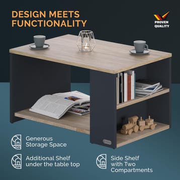 Salontafel Santa Cruz Hout/Grijs 90x60x50cm (Meubelen), Verzenden