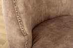 Chesterfield Stoel CASTLE DELUXE beige fluweel met, Ophalen of Verzenden, Nieuw
