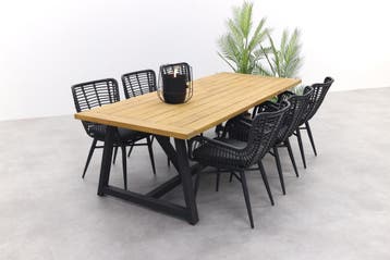 Vdgarde Jasmine black /Noah tuinset - 7-delig, Verzenden, Nieuw, Hout, Tuinset