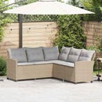 vidaXL Loungebank met kussens L-vormig poly rattan beige, Tuin en Terras, Tuinsets en Loungesets, Verzenden, Nieuw, Loungeset