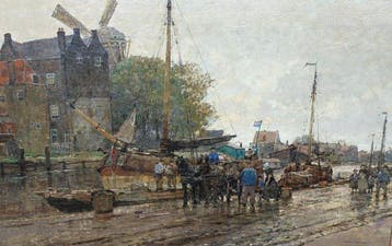 Hans Herrmann (1858-1942) - Personen aan een drukke kade