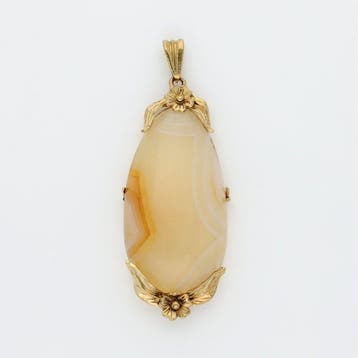 Hanger - 10 kt. Geel goud - Agaat