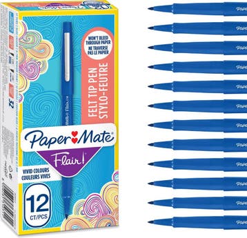 Paper Mate Flair-viltstiften | Medium punt (0,7 mm) | Blauwe, Ophalen of Verzenden, Zo goed als nieuw