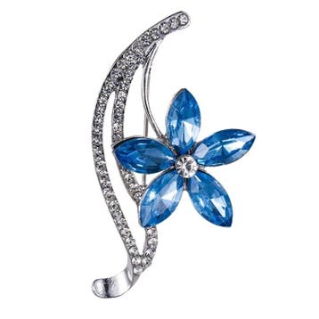 Fako Bijoux - Broche - Bloem - Ster - Kristal - Blauw -, Verzenden, Nieuw