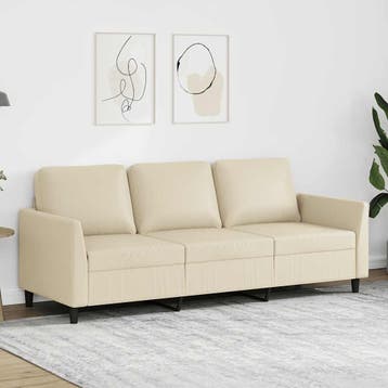 vidaXL Driezitsbank 180 cm kunstleer crèmekleurig, Huis en Inrichting, Verzenden, Nieuw, Driepersoons, Leer