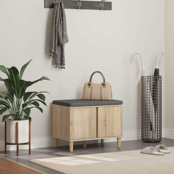 vidaXL Halbank met kussen met opslag Sonoma Eiken 60 x 38 x, Verzenden, Nieuw