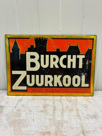 Vintage Burcht Zuurkool reclamebord – Noordhollandsche