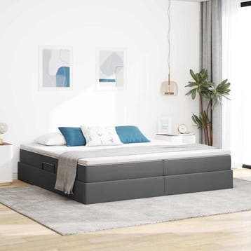 vidaXL Opslag bed met matras Donkergrijs 200 x 200 cm, Verzenden, Nieuw, Tweepersoons, Grijs